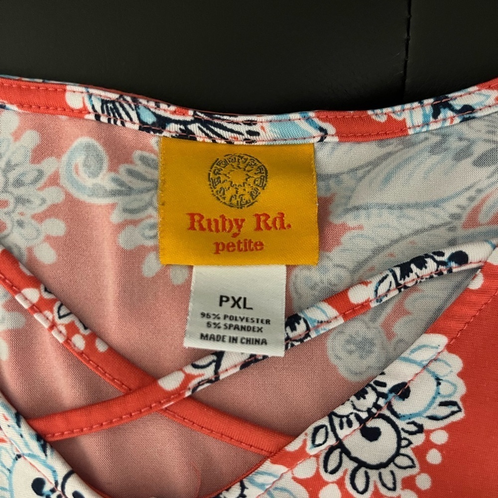 Ruby Rd. Coral and White Paisley Dress - Picture 4 of 6